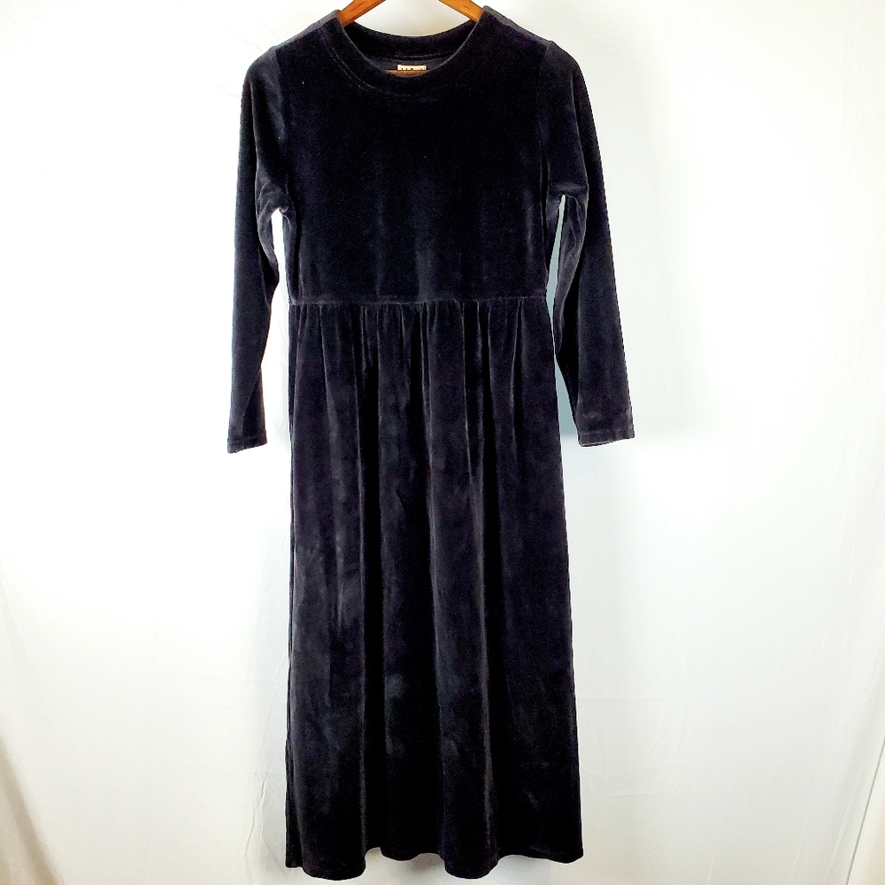 L.L. Bean thick VELVET Black Midi Dress